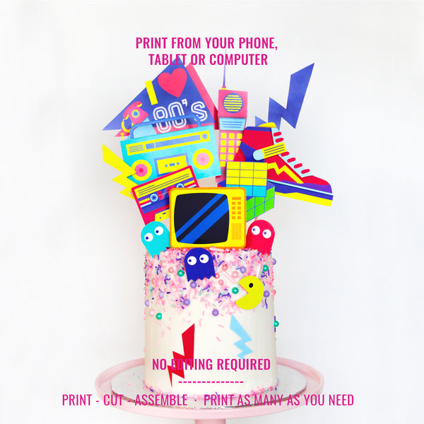 80's Birthday Party Cake Topper | Eighties DIY Cake | Hip hop | 90's D