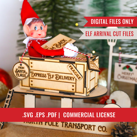 Elf Arrival Box and Sleigh Laser Cutting Files | Christmas Elf Svg | Elf Arrival Box | Elf Arrival Crate