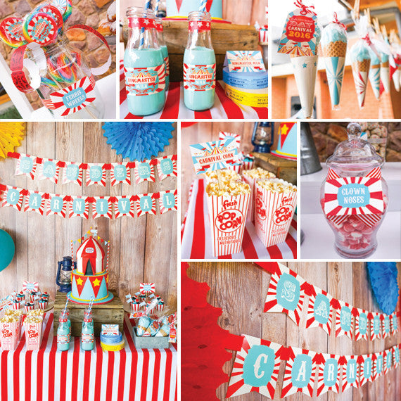 Backyard Carnival Party Decorations Set | Vintage Circus Decor
