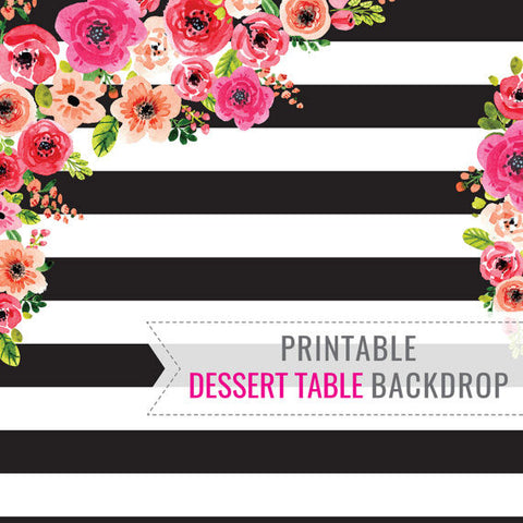 Black and White Stripe Dessert Table Backdrop