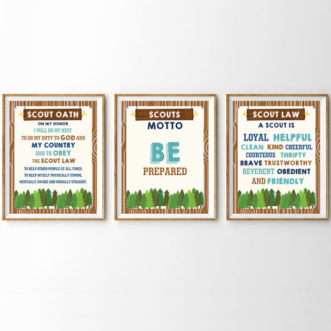 Boy Scout Oath, Motto and Law Poster Set