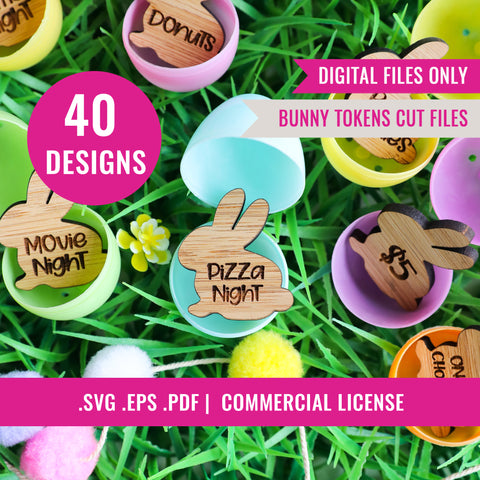 Digital File Easter Egg Filler Bunny Tokens Laser Cutting Files | 40 Designs | Glowforge file, SVG, EPS and PDF Files