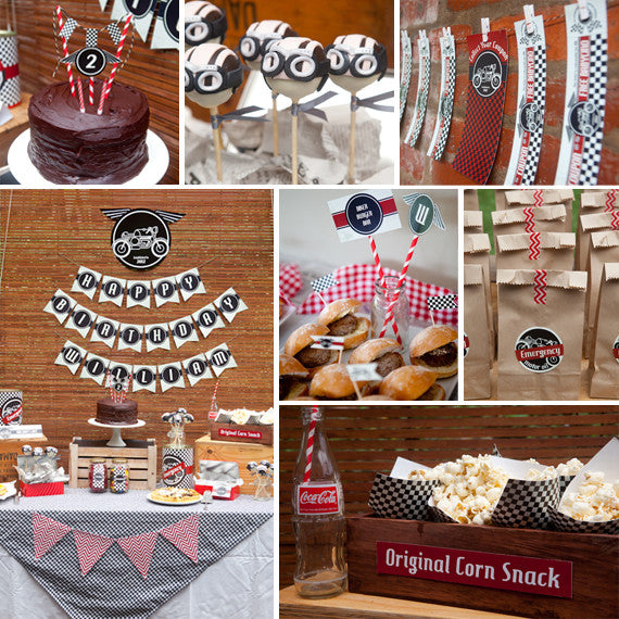 cafe racer motorcycle birthday party decorations