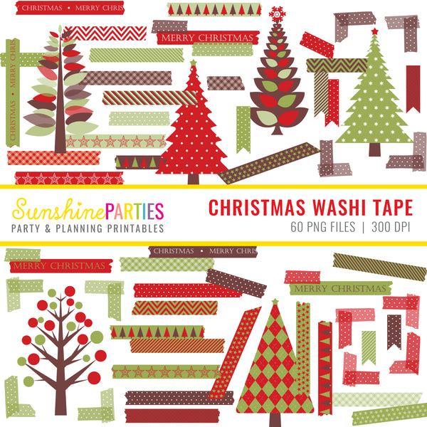 Stars White on Red Christmas Washi Tape