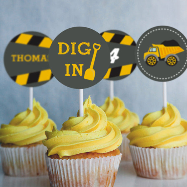 Construction Party Cupcake Toppers | Printable Toppers – Sunshine Parties construction-party-cupcake-toppers-printable-toppers-sunshine-parties