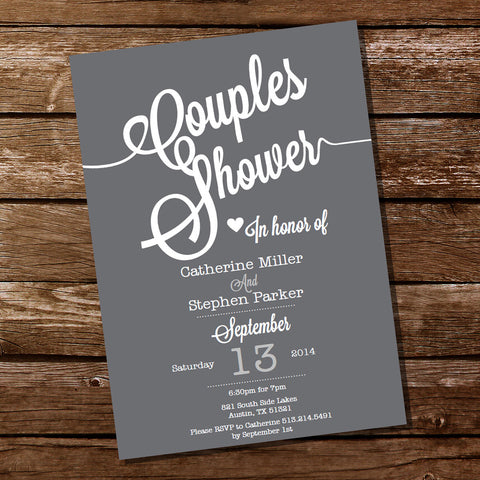 Gray Couples Shower Party Invitation
