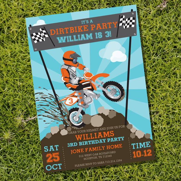 Dirt Bike Party Invitation | Motocross Birthday Invite – Sunshine Parties for Free Printable Dirt Bike Birthday Invitations