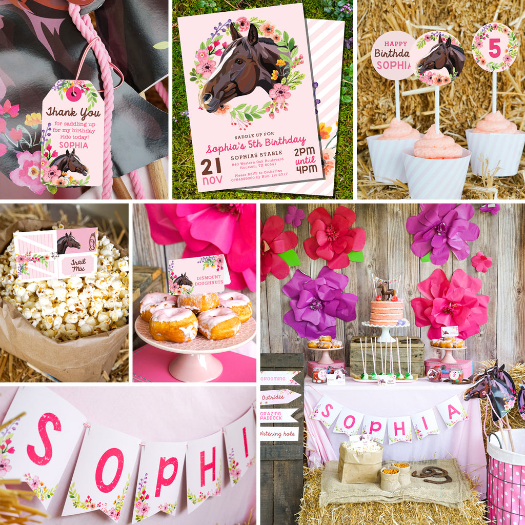 Horse Party Decor and Invitation Set