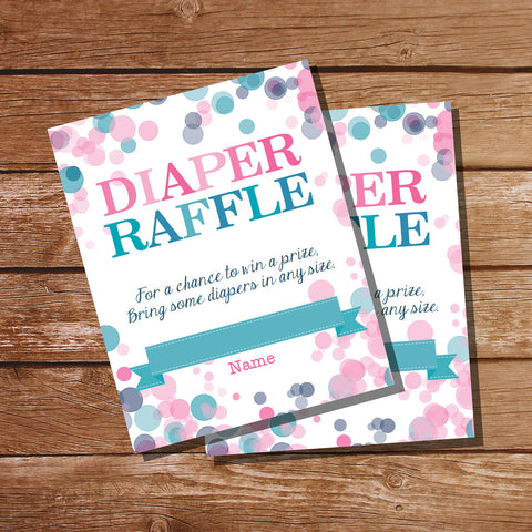 Pink Or Blue Gender Reveal Diaper Raffle Card