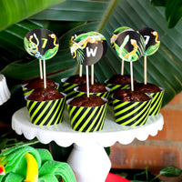 Snake cupcake wrappers and toppers