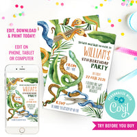 Snake Party Birthday Invitation