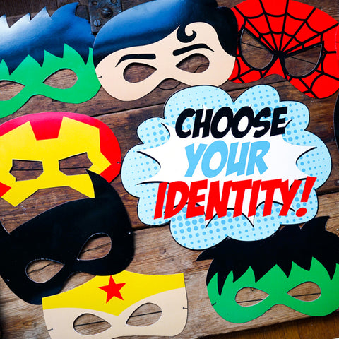 Superhero party printable masks are a hit at the party and as favors to take home!