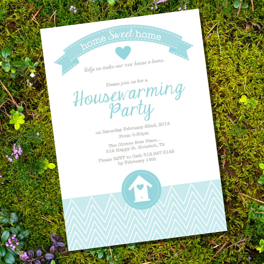 Teal Housewarming Party Invitation