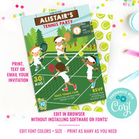 Boys Tennis Party Invitation