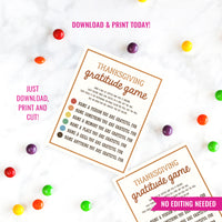 Thanksgiving Gratitude Game | M&M Gratitude Game | Skittles Gratitude Game | Thanksgiving Table Game