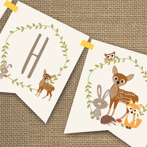 Woodland Baby Shower Banner for a Boy Or Girl | Yellow Baby Shower
