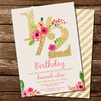 Glitter Half Birthday Invitation for A Girl