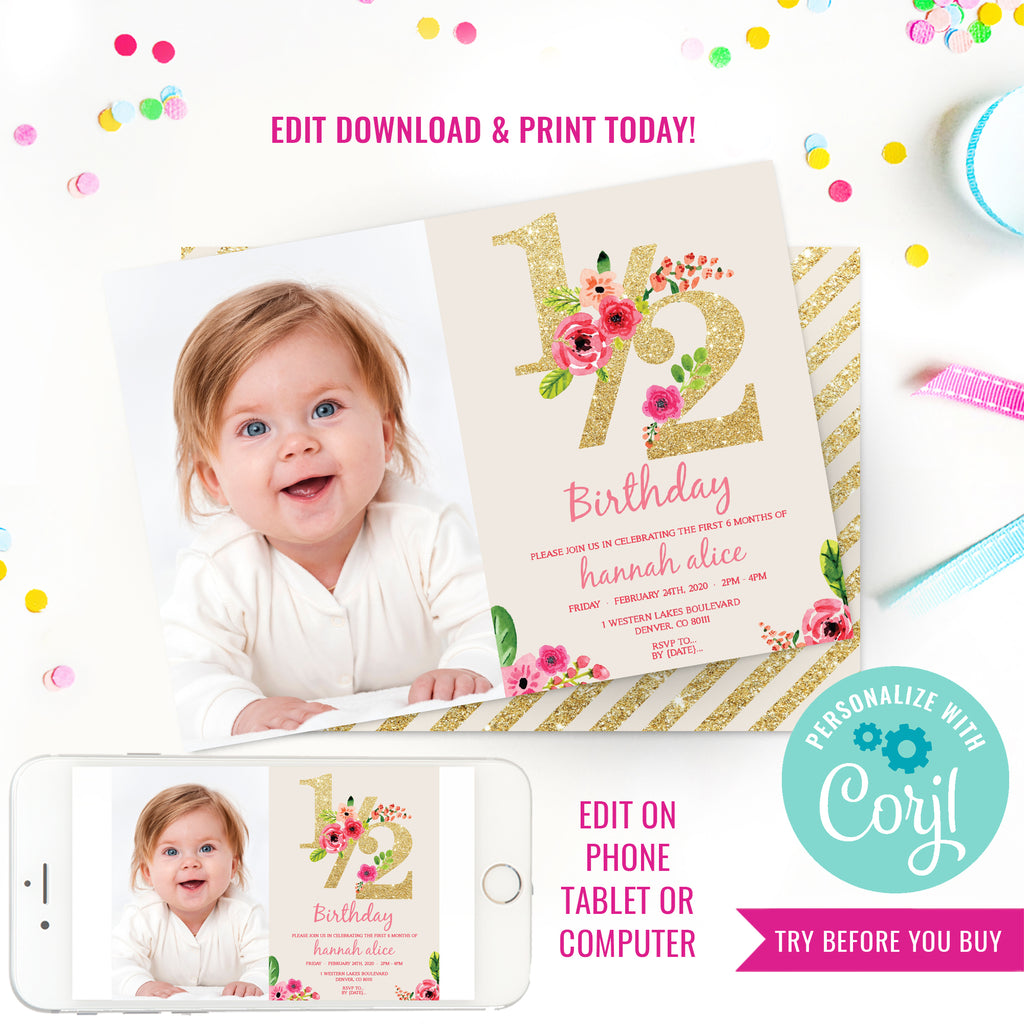 Half Birthday Invitation