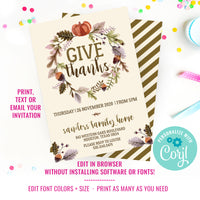 Thanksgiving Watercolor Invitation