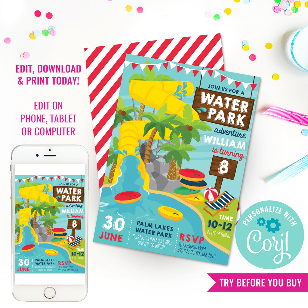 Water Park Birthday Party Invitation