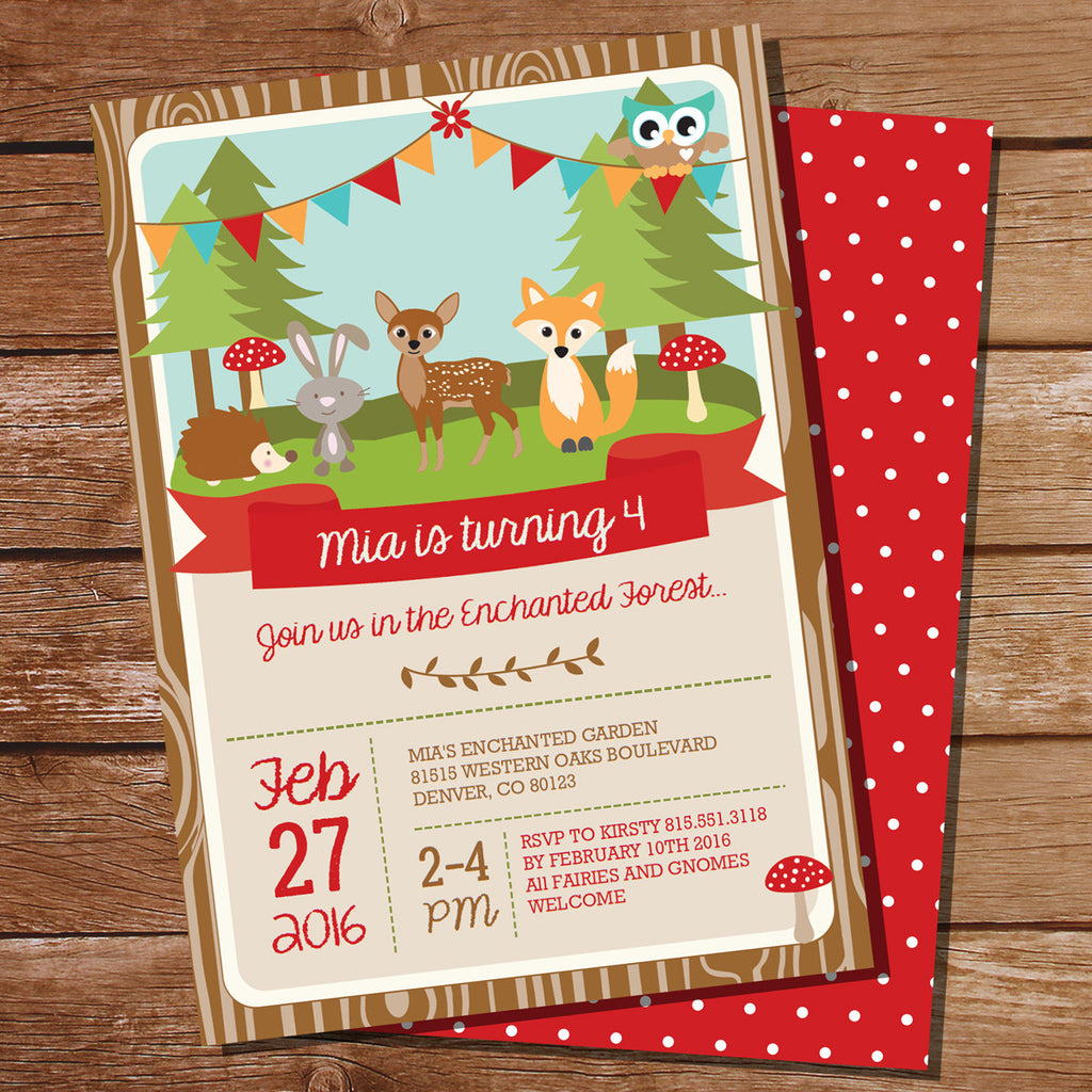Woodland Enchanted Forest Birthday Party Invitation