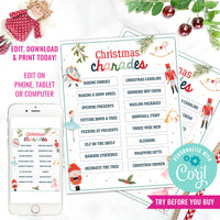Printable Christmas Charades Game for kids | Printable Kids Game | Printable Christmas Family Game