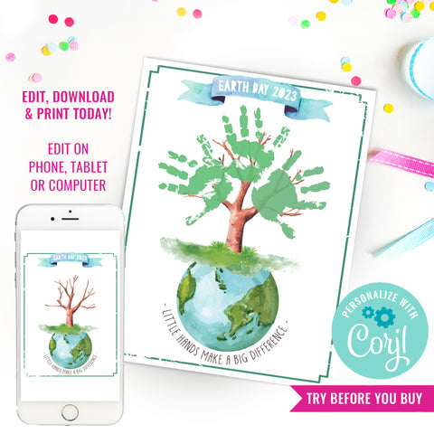 Earth Day Handprint Craft Hand Art | Handprint Earth Day Art | Save the Earth Recycle Kids Activity