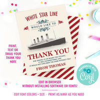 Titanic Party Thank You Card | Vintage Titanic Card