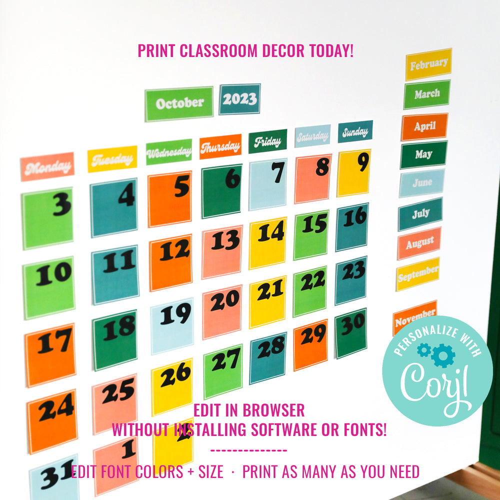 Classroom Calendar Display | Printable Classroom Décor for Kids | Teac – Sunshine Parties classroom-calendar-display-printable-classroom-d-cor-for-kids-teac-sunshine-parties