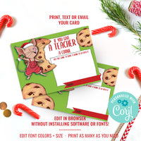If You Give a Teacher a Cookie Printable Teacher Appreciation Coffee Gift Card Holder Christmas Teacher Gift  | DIY Christmas Gift Card | DIY Teachers Gift Coffee Gift Card