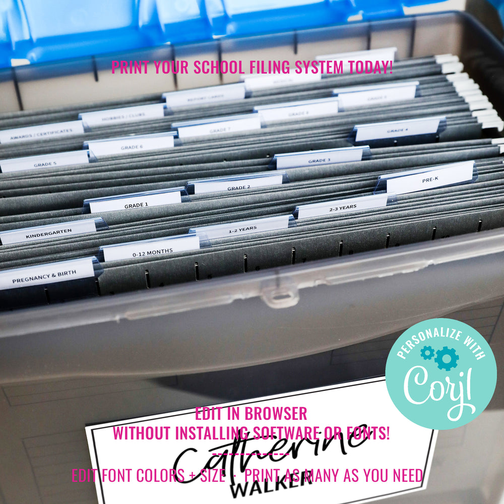 Modern Printable Labels Filing System | Milestone File Tab Organizatio ...