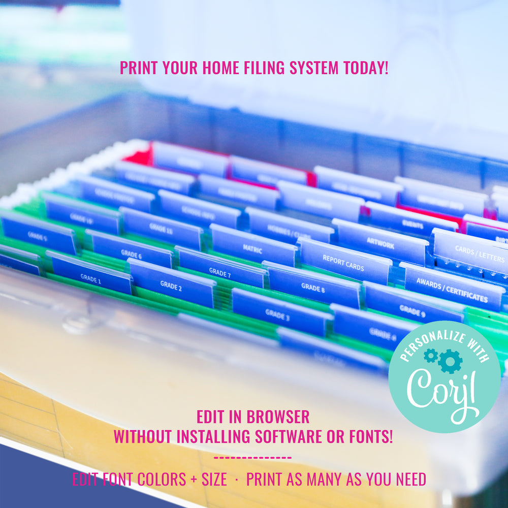Printable Labels Filing System | Milestone File Tab Organization | Sch ...