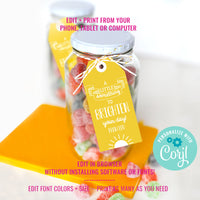 Editable Favor Tags | Feel Better Favor Tag | Brighten Your Day Favor Tag | Custom Tag | Gift Tag