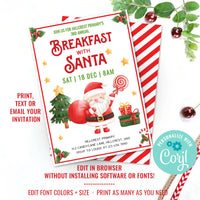 Breakfast with Santa Invitation | Christmas Party Invite | Brunch Christmas Party
