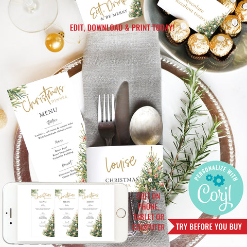 Christmas Dinner Party Place Setting | Christmas Menu | Christmas Table Setting