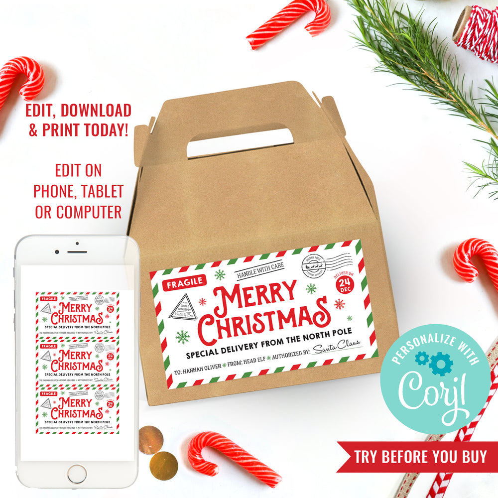 christmas gable box christmas eve box label christmas eve | gable box label elf mail box label santa mail