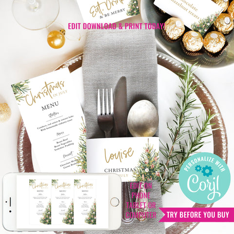 Christmas in July Party Place Setting | Christmas Menu | Christmas in July Table Setting