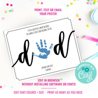 Personalized Father's Day Gift Hand Print | Printable For Dad | Daddy DIY Ink Pad Finger Paint Kids Art Work Activity | Handprint Fathers Day Art