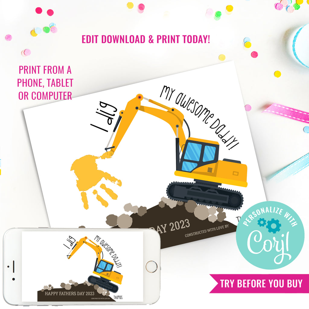 father-s-day-gift-hand-print-printable-for-dad-i-dig-my-awesome-da-sunshine-parties for Free Fathers Day Printables Handprints Father's Day Gift Hand Print | Printable For Dad | I dig my awesome Da – Sunshine Parties for Free Fathers Day Printables Handprints