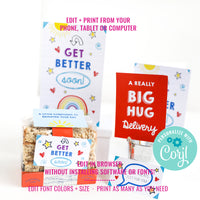 Get Well Soon Cards and Labels for Kids | Editable Cards + Gift Tags | Feel Better Favor Tag