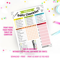 Copy of Kids Daily School Checklist Schedule Printable | Editable Chore Chart | Weekly Routine Responsibility Chart
