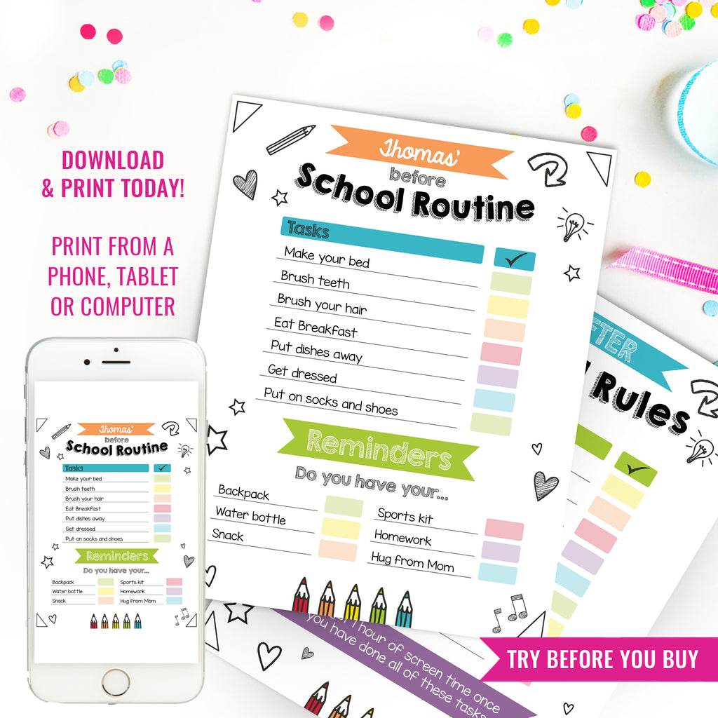 School Chart For Kids