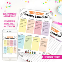 Kids School Checklist Daily Schedule Printable | Editable Chore Chart | Weekly Routine Responsibility Chart