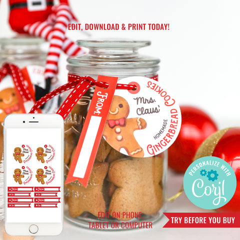 Homemade Christmas Gift Homemade Mrs Claus Gingerbread Cookies Gift Tags | Christmas Gift Tags DIY Teachers Gift
