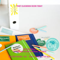 Teacher Book labels | Teacher name labels personalized | School Book Labels | Teacher Printables