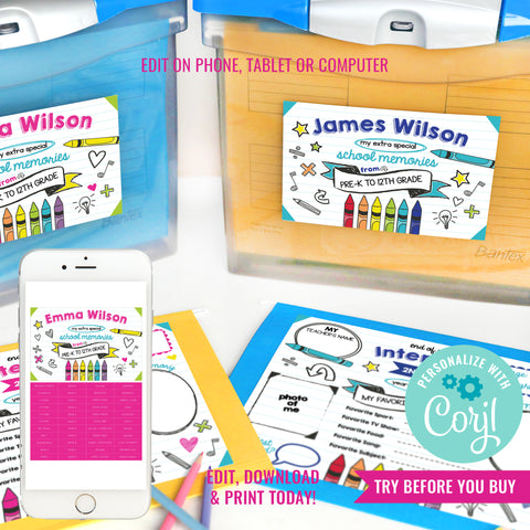 Kids Filing Labels System | Milestone File Tab Organization | School File Life Kids Memory Box Keepsake