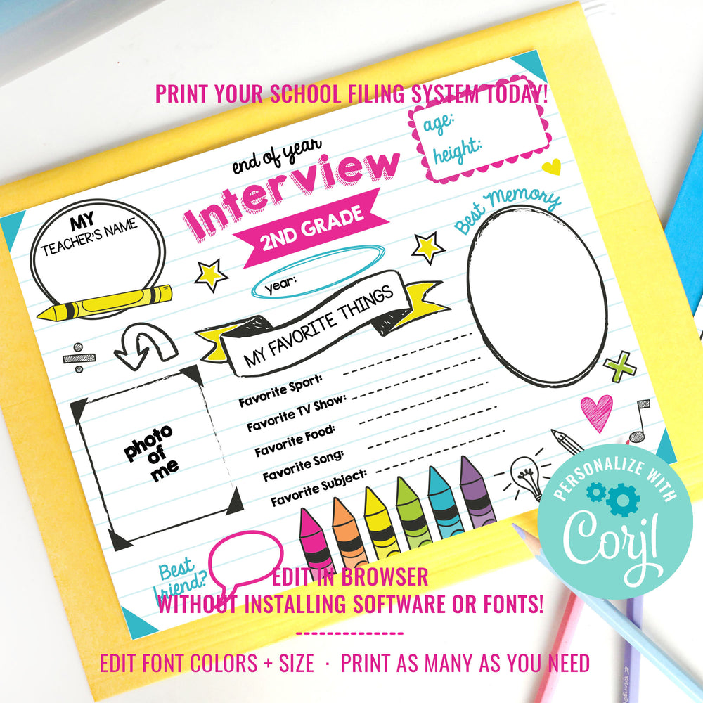 Children File Box Label Kids Filing Labels System | Milestone File Tab Organization | School F ...