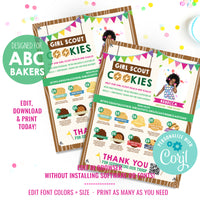 Girl Scout Cookie Desk Sign Flyer | 2023 ABC Girl Scout Cookie Menu | Sale Flyer | Custom QR/Picture