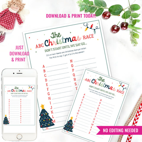 Christmas Table Game | Holiday Printable Race Game | Fun Christmas Printable Game