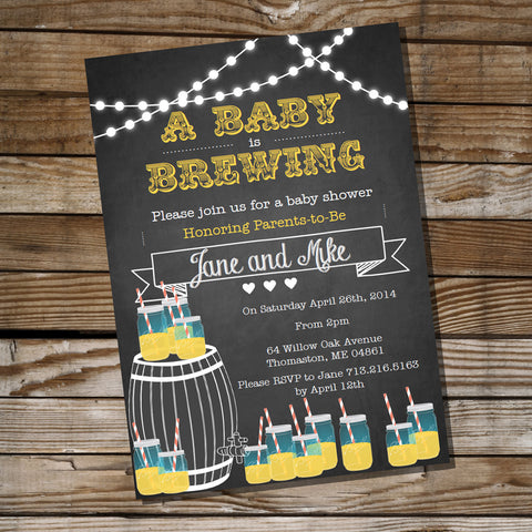 Baby is Brewing Baby Shower Invitation for a Boy or Girl
